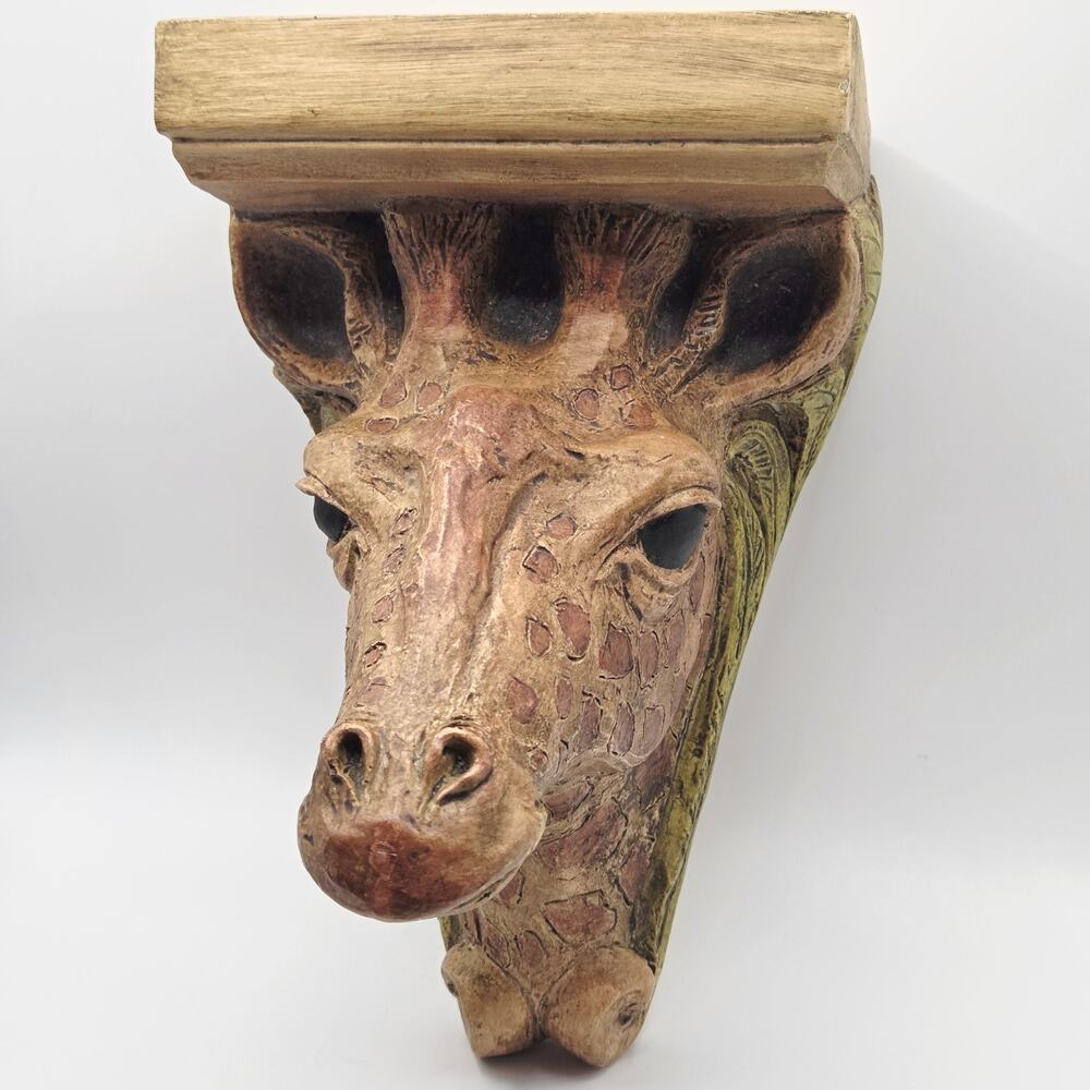 Giraffe Head Corbel Wall Shelf 2001 Telle M. Stein Jungle Decor